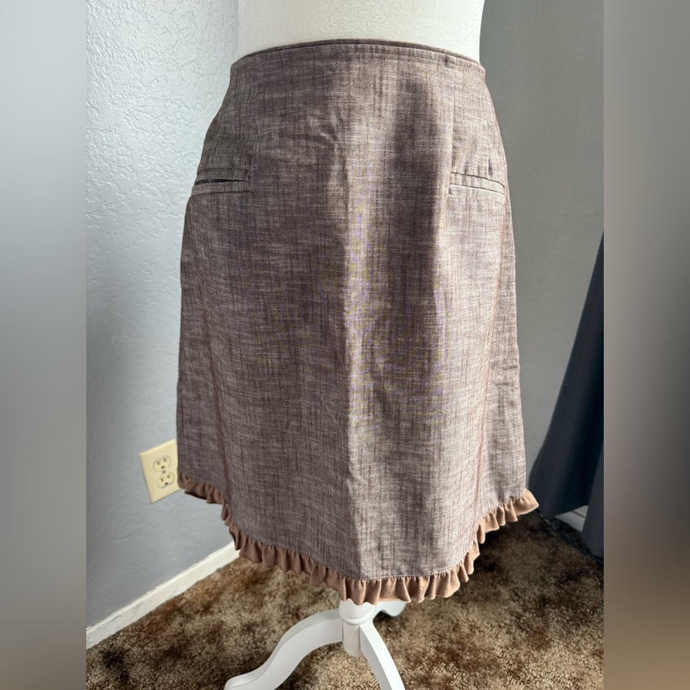 Matilda Jane Brand Retro Brown Skirt with Ruffle Hem / office attire *CUTE*